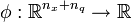 \phi: \mathbb{R}^{n_x + n_q} \rightarrow \mathbb{R}