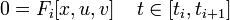 
0 = F_i[x,u,v]  \;\;\;\; t \in [t_{i}, t_{i+1}]
