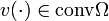 v(\cdot) \in \mathrm{conv} \Omega